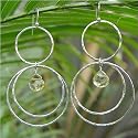 Circle Silver Earrings with Citrine Drop