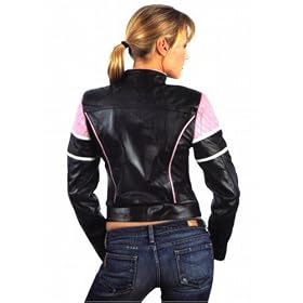 Womens Leather Jacket,Womens Jacket,Leather Jackets,Womens Leather Motorcycle Jacket,Leather Motorcycle Jacket,Leather Jackets,Nouveau Lambskin Style Tri-Tone Womens Leather Jacket - Back View