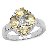 1.45 Carat Genuine Citrine and White Topaz Silver Ring