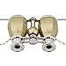 OPO Opera Theater Horse Racing Glasses Binocular Telescope Chain Necklace (Gold with Silver Trim) 4x30