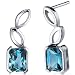 Elegant Leaf Design 2.00 Carats London Blue Topaz Radiant Cut Earrings in Sterling Silver Rhodium Finish