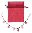 Bracelet - B277 - Lampwork, Fire Polished Glass and Swarovski (tm) Crystal Beads - Adjustable to Fit + Matching Organza Bag ~ Pink & Fuchsia
