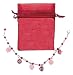 Bracelet - B277 - Lampwork, Fire Polished Glass and Swarovski (tm) Crystal Beads - Adjustable to Fit + Matching Organza Bag ~ Pink & Fuchsia