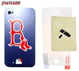 Boston Red Sox iPhone 4 & 4s Case (Blue) + 4x Accessories (Pwnage)