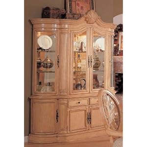 China Cabinet Buffet Hutch Traditional English Style Antique White Finish