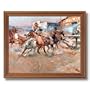 Russell Pistol Western Cowboy Horse Landscape Animal Picture Oak Framed Art Print