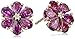 10k Rose Gold Rhodolite and Diamond-Accented Flower Earrings