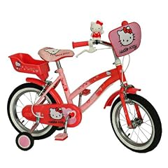 Hello Kitty Kinder Fahrrad (14 Zoll) mit liebevollen Details (Hupe, Puppensitz, Kettenschutz & St�tzr�der) rot