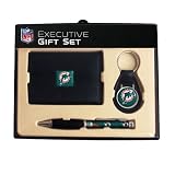 Miami Dolphins Trifold Wallet Key Fob and Pen Gift Set