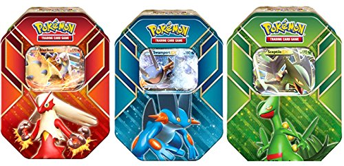 ALL 3 TINS - Pokemon 2015 EX Hoenn Power Trio Tins - Sceptile, Blaziken, & Swampert !