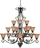 Maxim Lighting 11239SAOI Symphony 15-Light Chandelier, Oil Rubbed Bronze with Screen Amber Glass