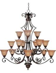 Lighting: Maxim Lighting 11239SAOI Symphony 15-Light Chandelier, Oil Rubbed Bronze with Screen Amber Glass - Maxim Lighting