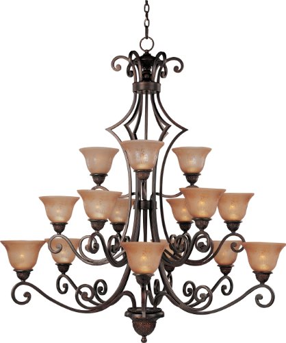 Best Buy Maxim Lighting 11239SAOI Symphony 15-Light Chandelier, Oil Rubbed Bronze with Screen Amber Glass