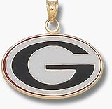 Georgia Bulldogs Enamel G 5/8 Pendant - 14KT Gold Jewelry