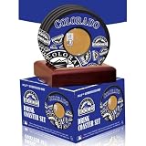 2010 Game Used dirt in Colorado Rockies logo set of 4 coasters (MLB Authenticated)