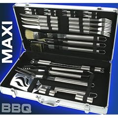 MAXI BBQ Grillbesteck Besteck im ALU GRILL Koffer Modell ELECSA 1520