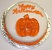 Gourmet Food : Chocolate Chip Decorated Cake Single Layer 8" Round Topped with Gummie Pumpkin Orange Trim