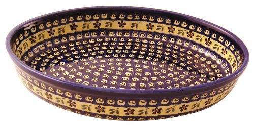 EuroQuest Imports Bunzlauer Polish Pottery Oval Baker in Old Flower Gift Pattern