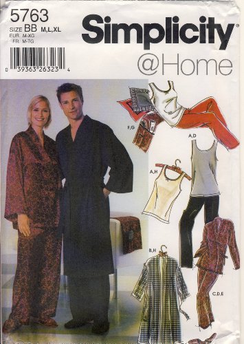 Simplicity Sewing Pattern 5763 - Use to Make - Sleepwear for Men and Women - Sizes M, L, XL Simplicity Sewing Pattern 5763 - Use to Make - Sleepwear for Men and Women - Sizes M, L, XL