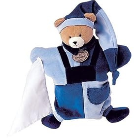 Doudou et Compagnie PUP1610 25cm Blue Bear with Hankie Puppet