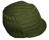 GREEN RIBBED BILLED BEANIE FLEX FIT PLAIN SKULL CAP HAT