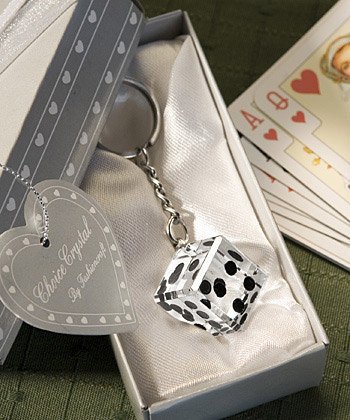 Las Vegas Themed Chrome Keychain with Crystal Dice, 20