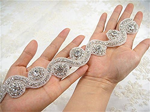 Rhinestone Applique for the Party Pure Manual Bridal Applique Trim 2016 New Arrival Rhinestone Embellishments for Wedding Dresses 1 yard