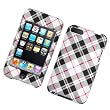 Black Gary Cross Plaid Check Fabric Leather Feel Snap on Hard Skin Cover Case for Apple Ipod Touch Itouch 2nd Gen 3rd Gen + Lcd Screen Guard