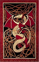 Red Dragon & Celtic Knot Indian Bedspread, Queen Size