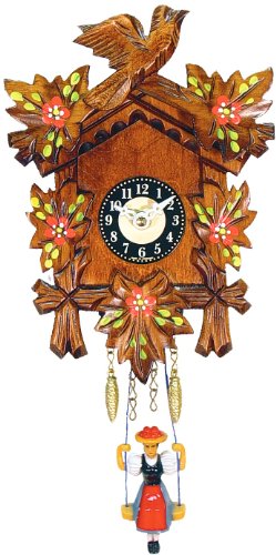 German Black Forest Clock with Flowers