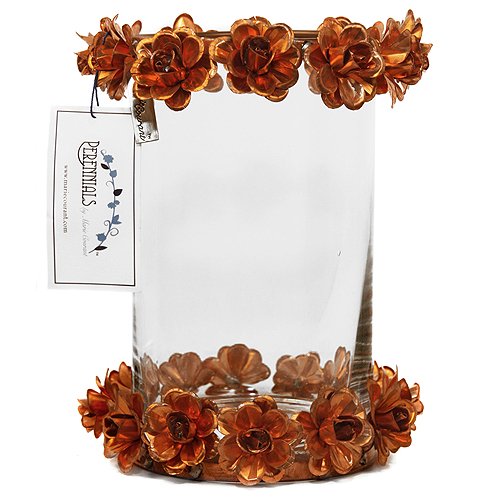 Vase Hurricane MD Rose Rings Copper