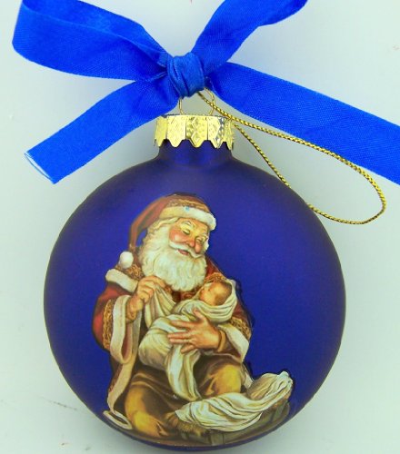 Glass Kneeling Santa Christmas Tree Ornament 