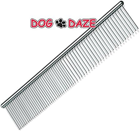 7.5" Metal Dog Grooming Comb - Light-weight Featuring Variable Tooth Spacing - Massages Skin and Hair Follicles, De-tangles, De-mats Unruly Dog Hair - Removes Loose Dirt for More Beautiful Appearance - A Great Addition to Your Dog Grooming Supplies