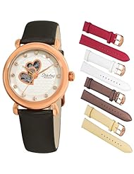 Stuhrling Original Womens 108EH.12452 Amour Cupid Valentine Automatic skeleton Swarovski Accented Rose Tone Watch Gift Set