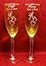 2 Personalized Etched Buck and Doe deer Heart Toasting Champagne Wedding Flutes glasses