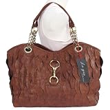 Layered Leaf and Chain Faux Leather Handbag