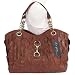 Layered Leaf and Chain Faux Leather Handbag