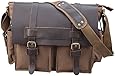 S-ZONE Retro Canvas Leather Messenger Laptop Shoulder Bag