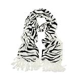 Elegant Zebra Animal Print Fringe Scarf - Different Colors Available, Black & White