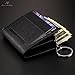 KS Mens Black Leather Credit ID Business Card Holder Wallet with Key Ring KB069