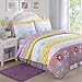 Cozy Line Home Fashions Floral Heart Print Reversible Girl Bedding Quilt Set, Bedspread, Coverlet (Flower Garden, Full/Queen - 3 Piece)