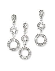 Sterling Silver CZ Circle Pendant & Earring Set