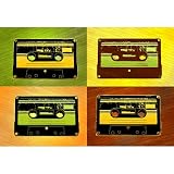 Professionally Framed Audio Cassette Tapes Pop Art Print Poster - 13x19 with RichAndFramous Black Wood Frame