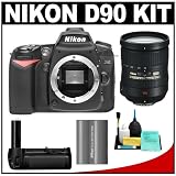Nikon D90 Digital SLR Camera Body + Nikon 18-200mm VR Lens + Nikon MB-D80 Battery Grip + Nikon EN-EL3e Battery + Cleaning Kit