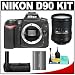 Nikon D90 Digital SLR Camera Body + Nikon 18-200mm VR Lens + Nikon MB-D80 Battery Grip + Nikon EN-EL3e Battery + Cleaning Kit