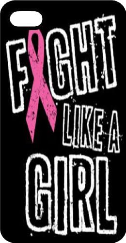 Black Fight Like A Girl Breast Cancer Awareness Tinted Rubber Case for Apple iPhone 4 or iPhone 4s
