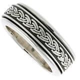 5/16 (8 mm) Sterling Silver Woven Design Spinner Ring