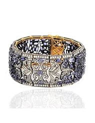 18kt Gold 5.43cts Pave Diamond Bangle Bracelet 36.05cts Gemstone Silver Party Jewelry
