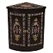 EXP Handmade Asian Furniture - 28" Black Lacquer Wood Corner Cabinet With Painted Floral Design