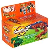 Sundown Kids Multivitamin with Extra-C, Super Heroes, 60 Chewable Tablets (Pack of 3)